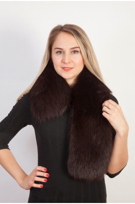 Brown fox fur scarf-collar (Dark brown)